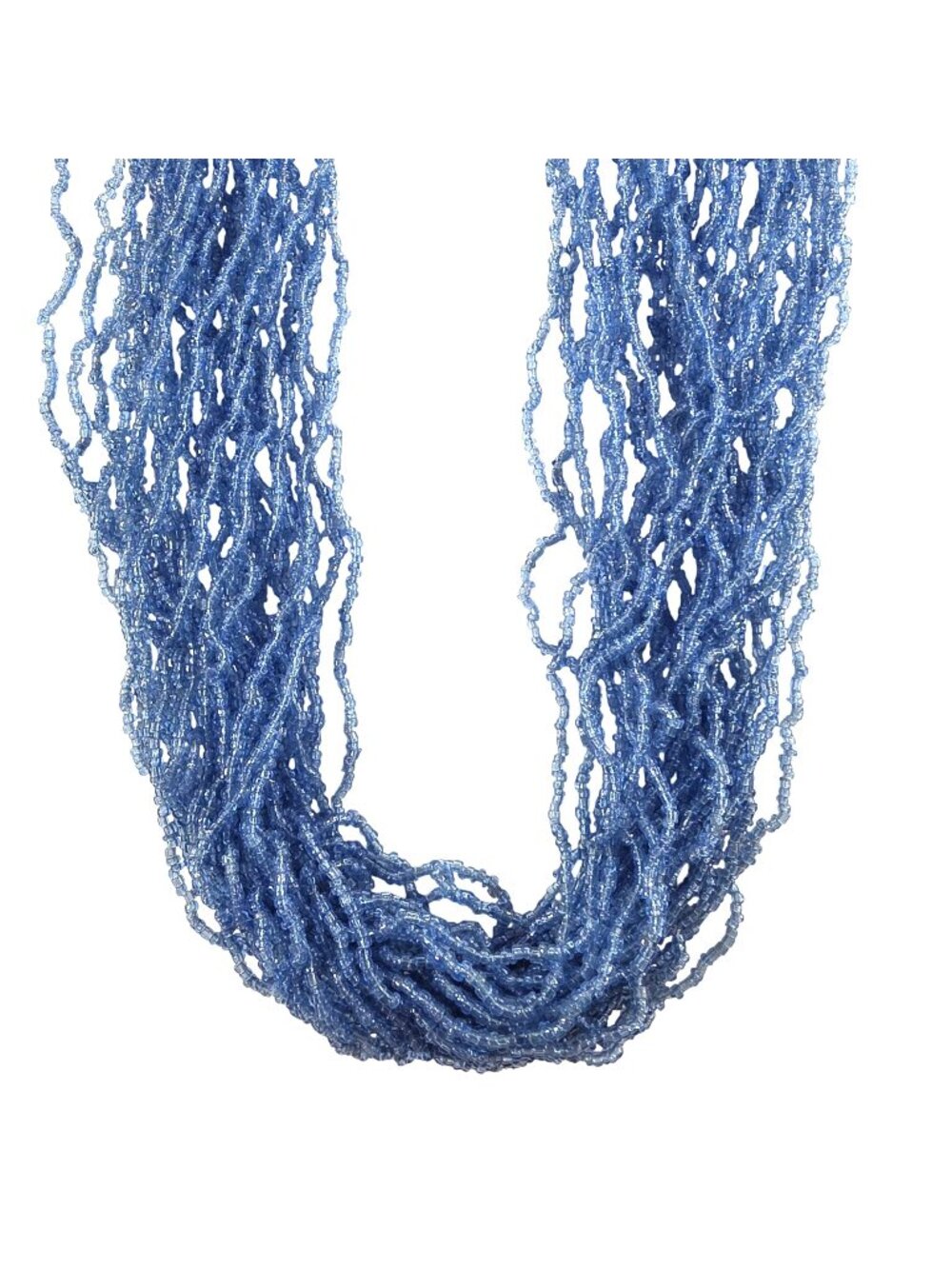 Blue Beaded Multi-Strand Necklace Silver-Tone Clasp Closure Statement jewelry